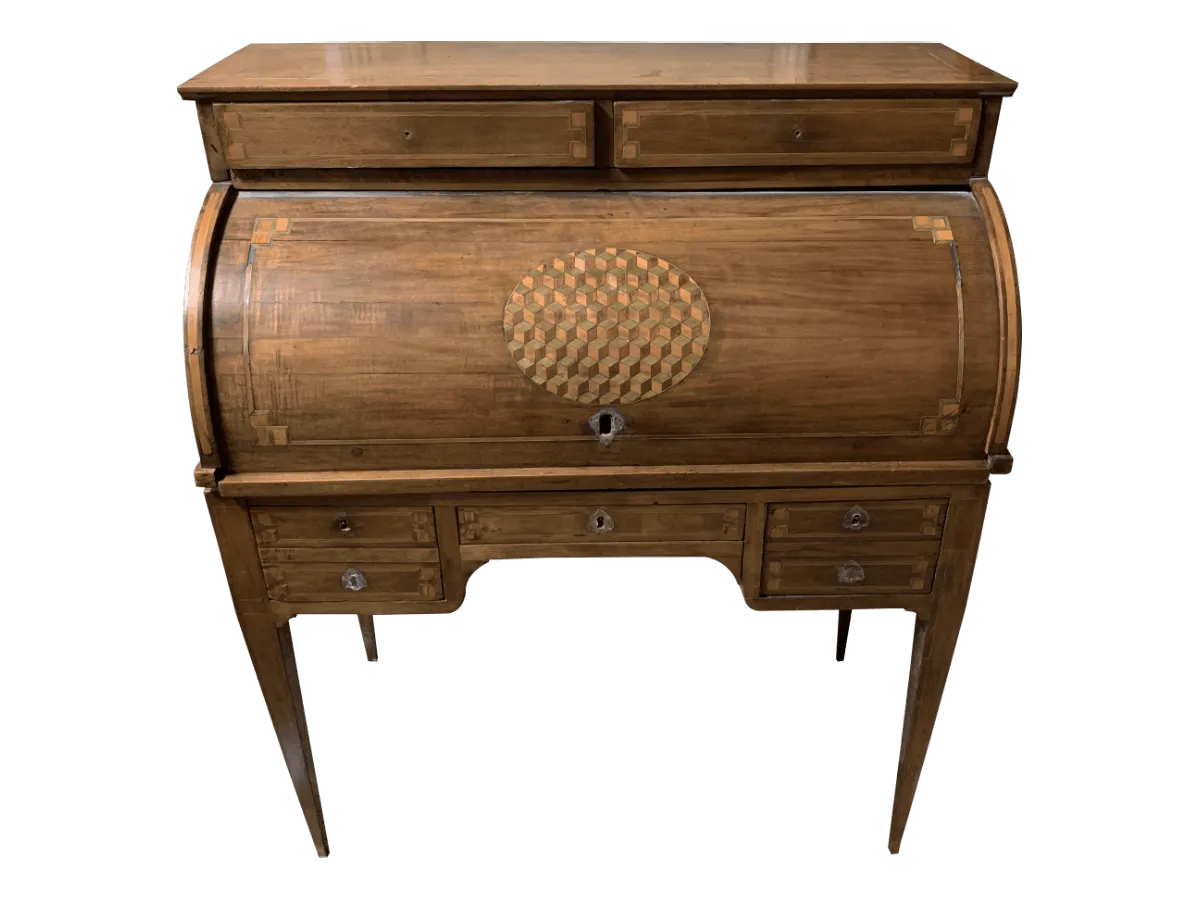Avant restauration. Bureau à cylindre d'époque Louis XVI Avant restauration. Restauration à Paris - Vincennes d'un Bureau à cylindre d'époque Louis XVI